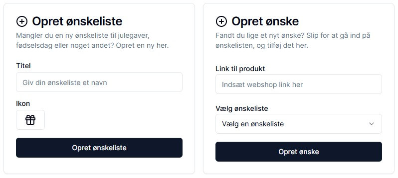 Hurtig tilføjelse af ønsker og lister